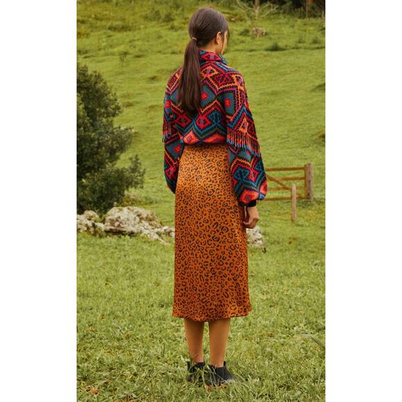 Farm Rio Rauti Beaded Sweater Small Turtleneck Aztec Knit Tassel Multicolor Top - Picture 3 of 11